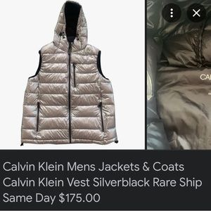 Calvin Klein vintage sliver puff hooded vest (very hard to find)